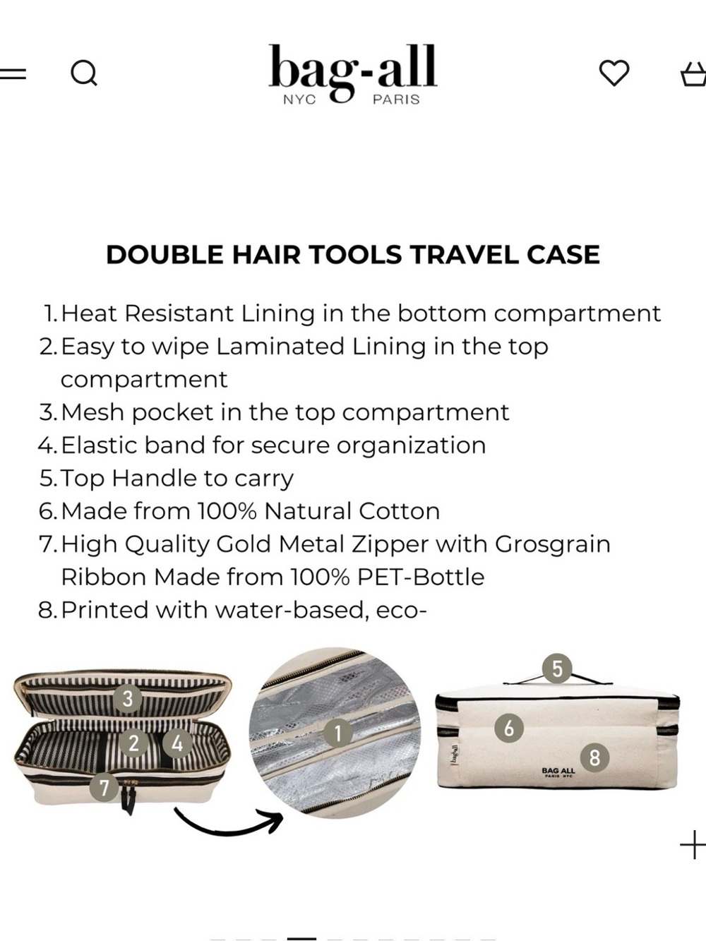 DOUBLE HAIR TOOLS TRAVEL CASE – CREAM Heat Protection - Picture 9 of 13